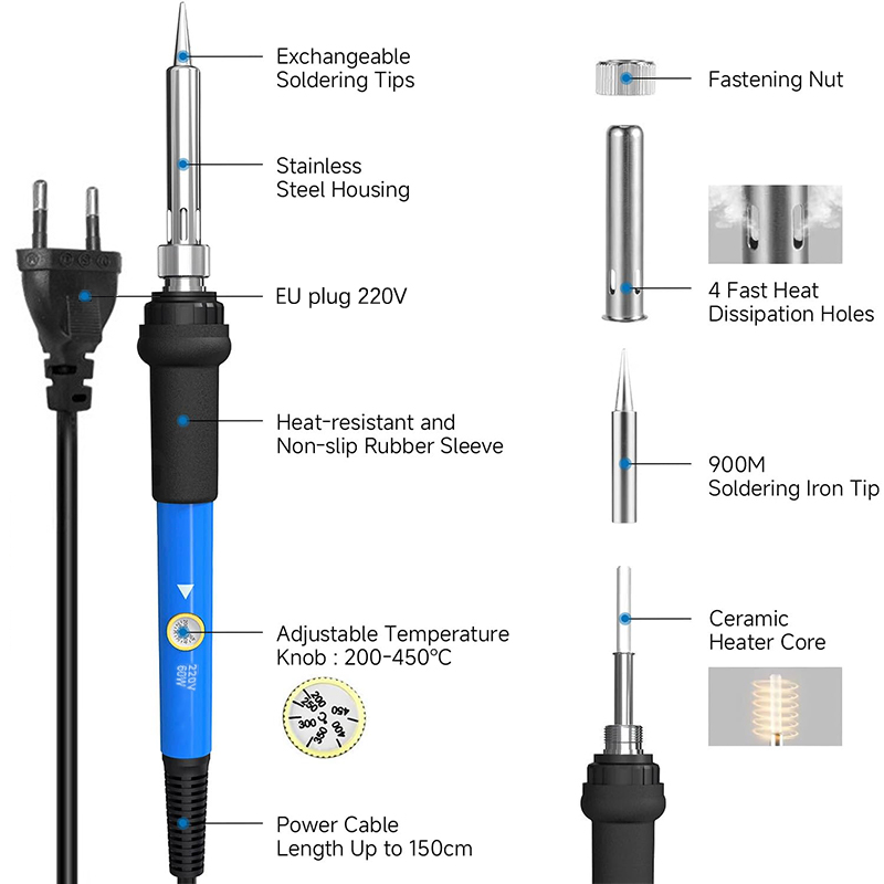 Adjustable Temp 220V 60W Elect - огляд і ціна Diy Electronics Hobby