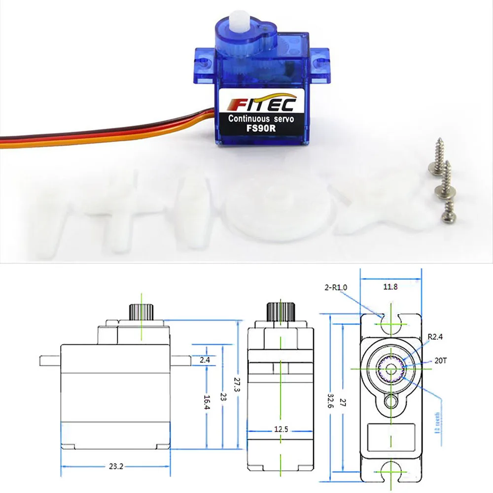 Feetech Mini FS90R Micro Servo - огляд і ціна Diy Electric Car